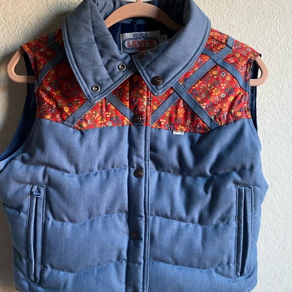Rare Vintage Levi’s Ski Goose Down USA Made Weatern Floral Puffer Vest 11/12 - Picture 2 of 16